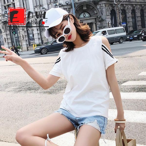 

original design half-sleeve strapless t-shirt female short-sleeved pure cotton summer ins fashion girl outfit women's, White