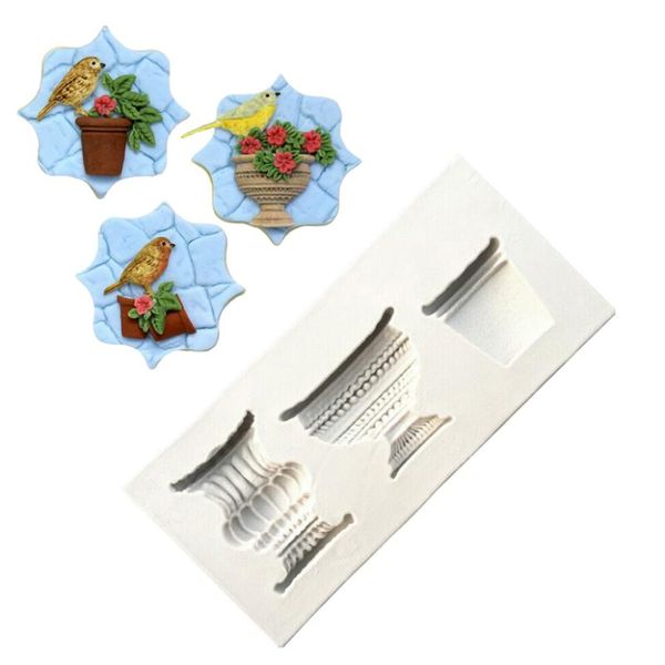 

cake tools pots & urns 3 pc silicone sugarcraft mould set, fondant decorating