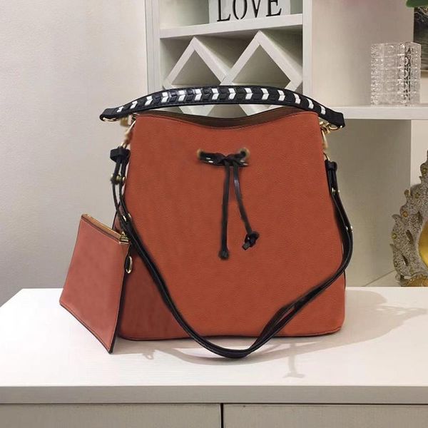 

women handbag bucket bags shopping bag printed letters decorated leather material medium handbags designerbag
