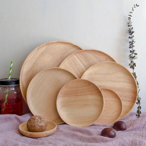 

dishes & plates wood solid color simple and creative carving fruit salad bread tray