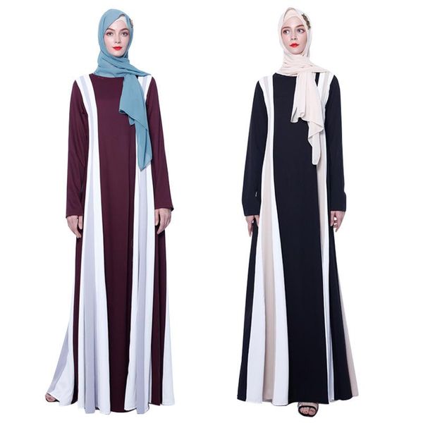 

ethnic clothing woman abaya turkey ramadan fashion stitching striped muslim dress plus size loose caftan long kaftan moroccan maxi wedding, Red