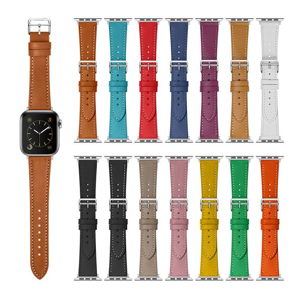 

genuine leather band 38mm 40mm 42mm 44mm adaptersmart single tour watch strap, Black;brown