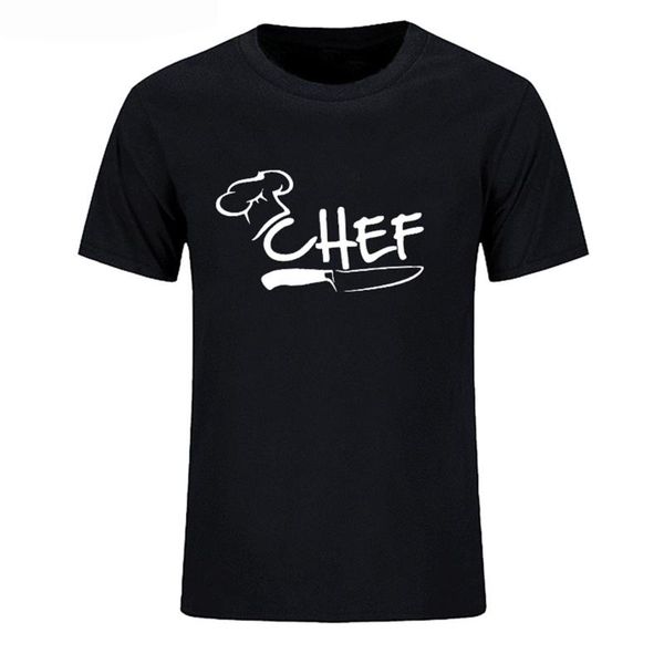 

men's t-shirts chef t shirt funny cook tee cap men tshirt cool kitchen knife cotton restaurant t-shirt casual harajuku, White;black