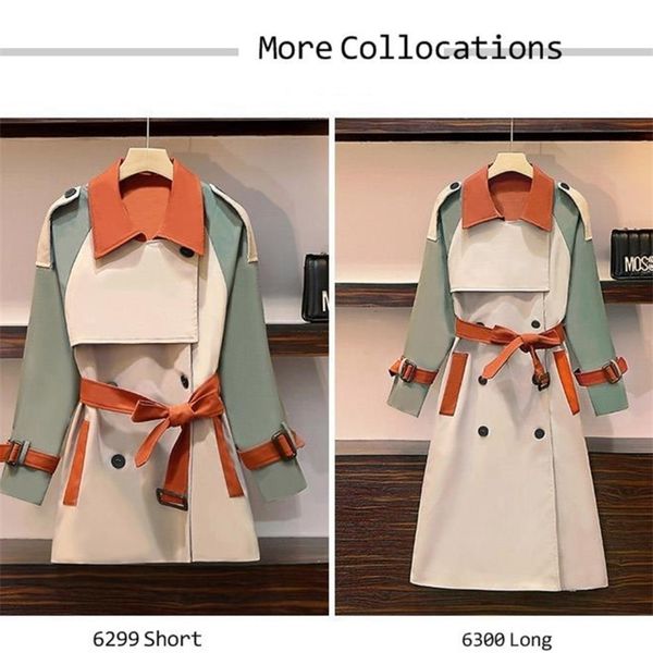 

women trench coat fashion fall winter casual thin with over size vintage long coats overcoats double breasted outwear a109 210825, Tan;black