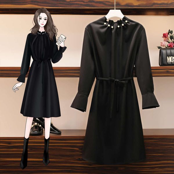 

casual dresses dress women clothes fat sister spring large wo nyvx, Black;gray