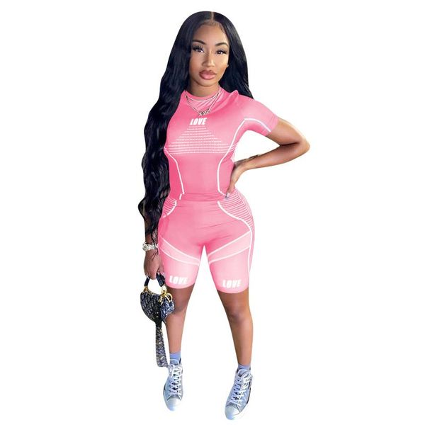 

print two piece outfits for tracksuit women clothes sports tshirt and biker shorts lounge wear sweat suit matching sets women's t-shirt, White