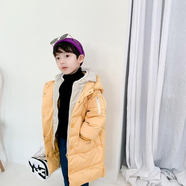 

hooded boys winter coat solid boy false two-piece jacket warm down cotton children kids outwear 2-7 years, Blue;gray