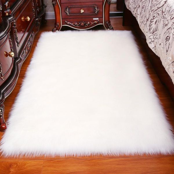 

long hair solid carpet living room artificial skin rectangle fluffy mat pad anti-slip chair sofa cover plain area rugs carpets