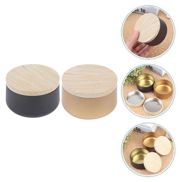 

storage bottles & jars 2pcs tinplate tea sundries portable round can holder