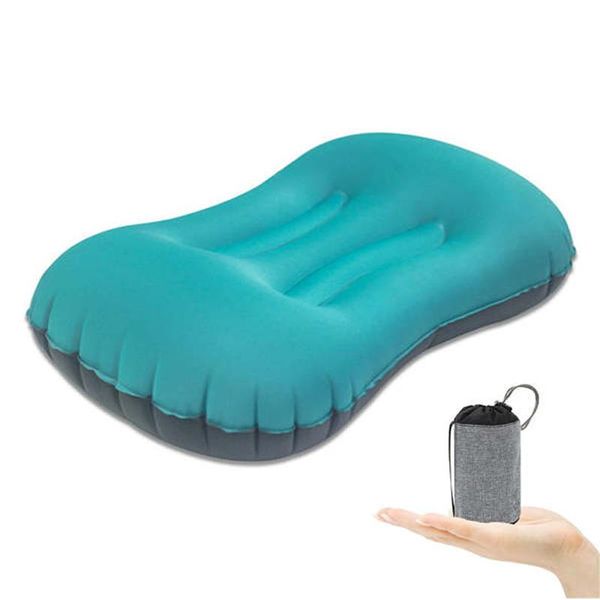 

outdoor camping pillow travel inflatable rest relax shoulder neck waist pad press high elastic pads