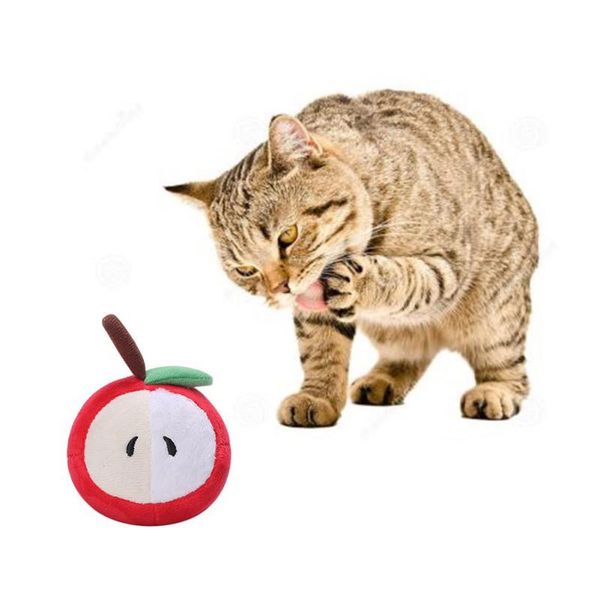 

cat toys 1pc squeaking dog chew toy plush fruit watermelon squeak for pets puppy playing bite resistant molars h*