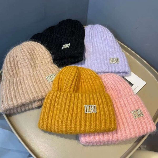 

hat autumn and winter rabbit hair warm wool children's fashion soft waxy sweet girl knitted thickened ear protection d-shaped cold, Blue;gray