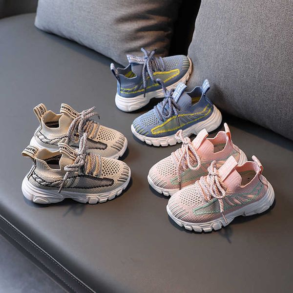 Scarpe da neonato per bambina per 1 anno Bambini Ragazzi Moda Sneakers in tessuto volante traspirante Scarpe da passeggio per bambini di design di lusso G1025