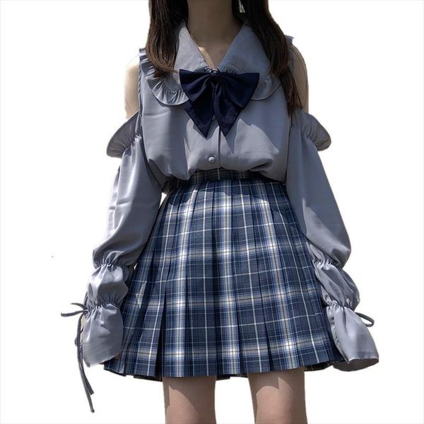 

vintage blusas peter pan womens shirt collar lolita style hollow shoulder kawaii girls flare sleeves bow tie blouse, White