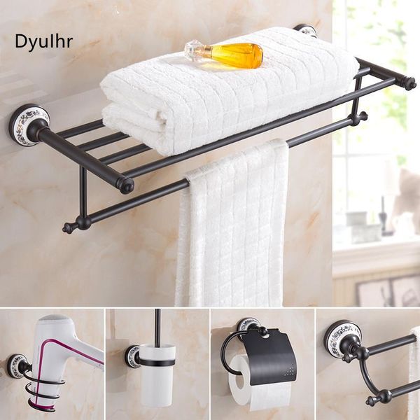 

blue and white china style black brass toilet brush bathroom luxury residential round towel ring hardware kit dyuihr bath accessory set