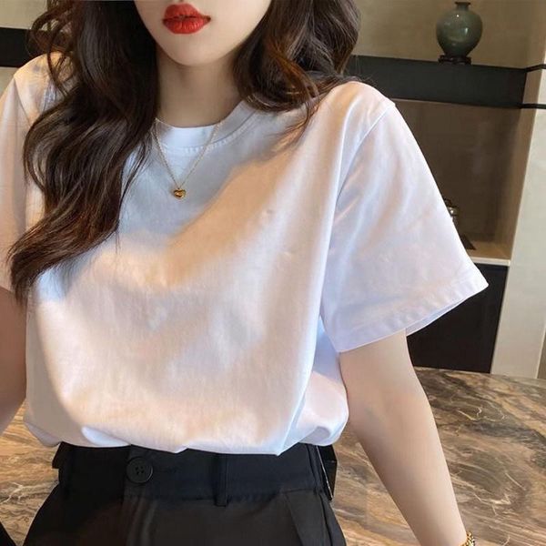

women's t-shirt summer style cotton korean version short sleeves, White