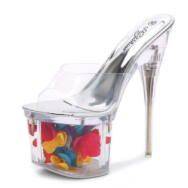 

high heel sandals ladies stiletto 17 cm transparent heels summer sandias mujer shoes women, Black