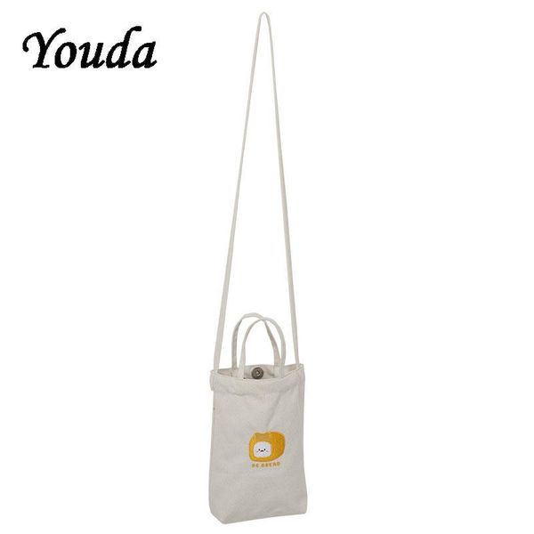 

evening bags women's canvas shoulder bag ins girls cute embroidery messenger student fashion all-match female handbag water bottle