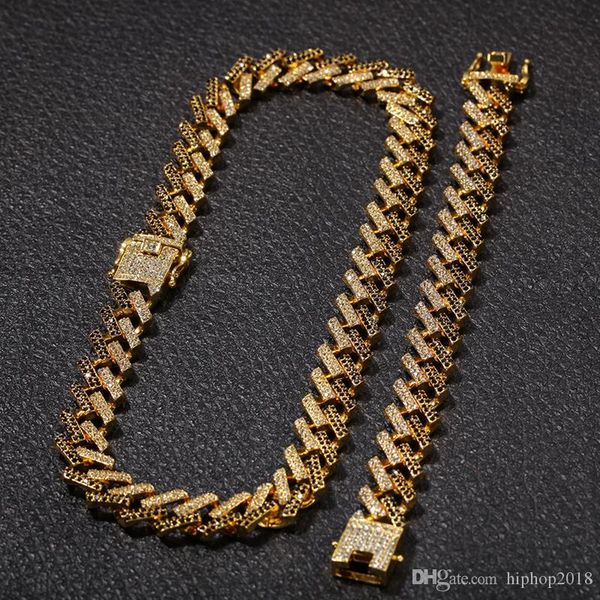 

designer necklace hip hop bling chains jewelry men iced out necklace gold silver black blue diamond miami cuban link chain