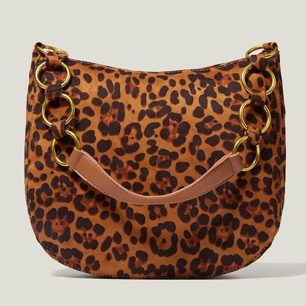 

evening bags 2021 leopard print women's one shoulder bag personalized tide brand thick chain armpit minority design tote