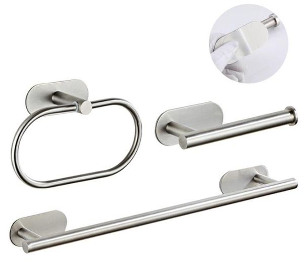 

stainless steel wire drawing paper towel rack single rod bath ring accessory set