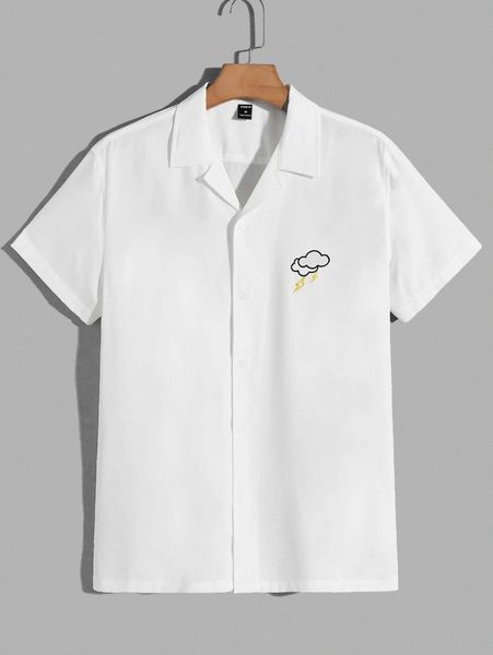 

men embroidery detail shirt 02jk#, White;black