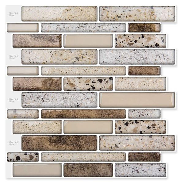 Art3d 30x30 cm 3D duvar çıkartmaları kendinden yapışkanlı taş tasarım kabuğu ve sopa backsplash fayans mutfak banyo çamaşır odası, duvar kağıtları (10 parça)