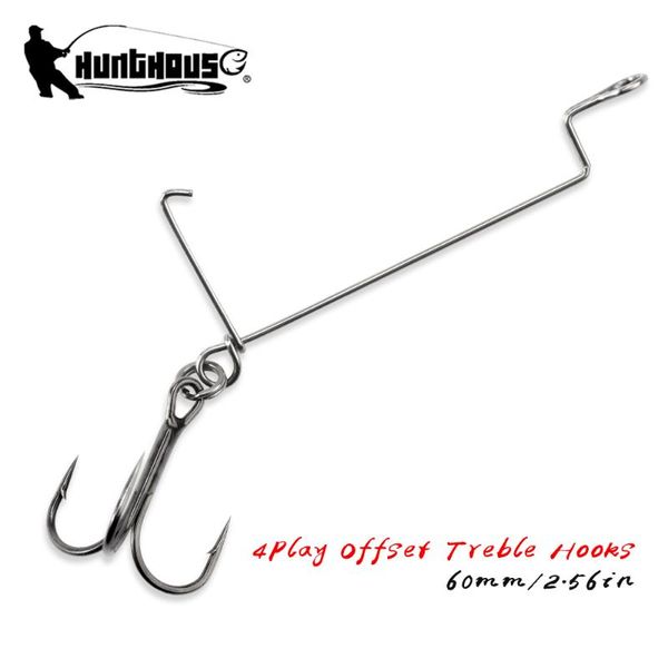 

hunthouse fishing soft lure offset treble hook 2# 65mm 2pcs origin high carbon jig for pig shad worm tackle hooks