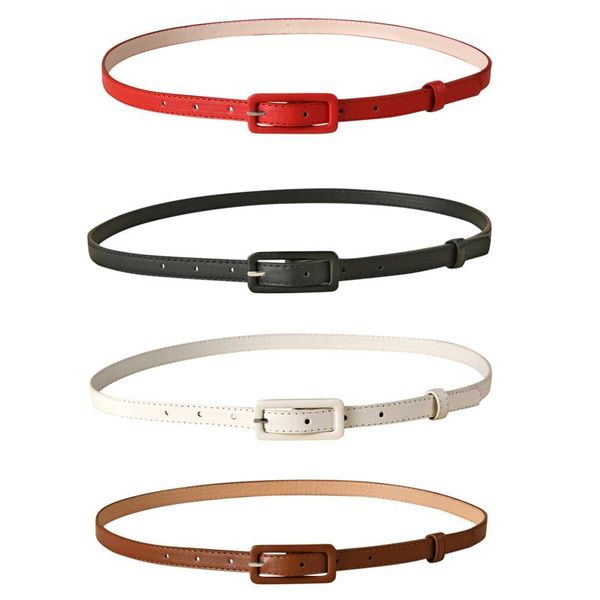 

belts clamp women fashion waist belt narrow stretch dress thin buckle leather waistband, Black;brown