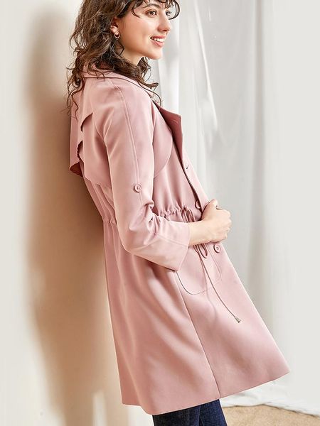 

women's trench coats windbreaker 2021 coat for korean clothes long women spring autumn pink overcoat kj5909, Tan;black