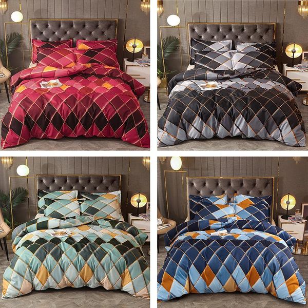 

bedding sets gilt plaid duvet cover set nordic geometric stripe double  king quilt covers pillowcase (no bed sheet