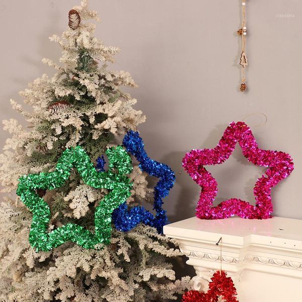 

christmas decorations tree colored strips wire five-pointed star for home party pendant multi-color