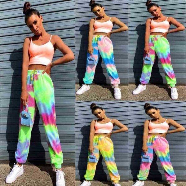 

women's wear 2020 spring and summer new tie dyeing fashion casual pants sportswear, Black
