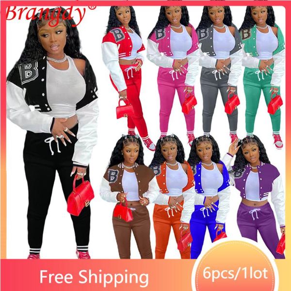 

women's two piece pants bulk lots wholesale items bomber baseball suit winter clothes for women tracksuit 2 set long sleeve cardigan ou, White