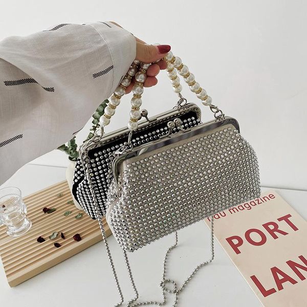 

evening bags 2021 fashion diamond clip pearl shell handbag luxury designer dinner bag chain crossbody shoulder for women sac luxe femm