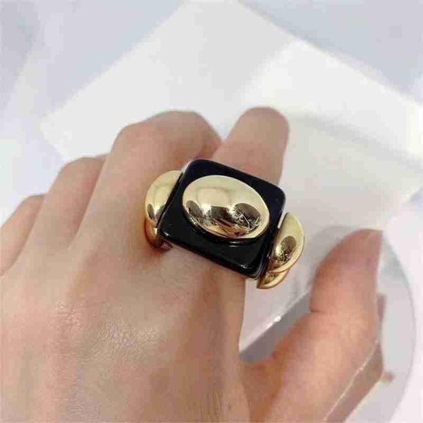 

cluster rings transparent resin acrylic geometric square sets gold metal ring for women jewelry party girls gifts 2021, Golden;silver