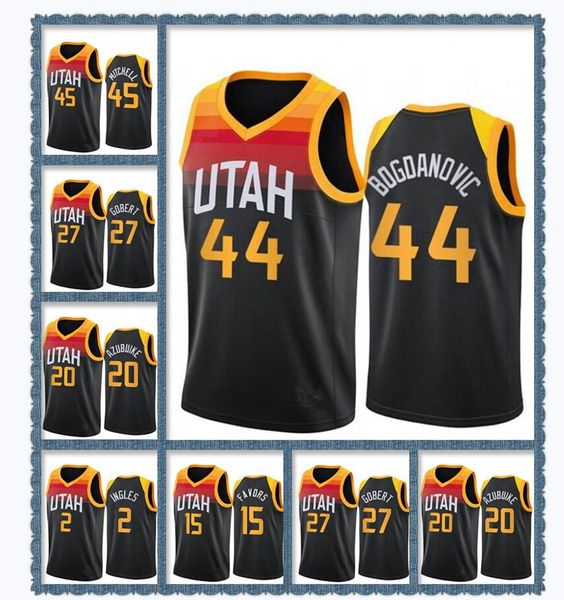 

2021 mens pressing customized basketball jersey 27 gobert 45 mitchell 2 ingles 15 favors 44 bogdanovic 3 forrest 20 azubuike, Blue;black