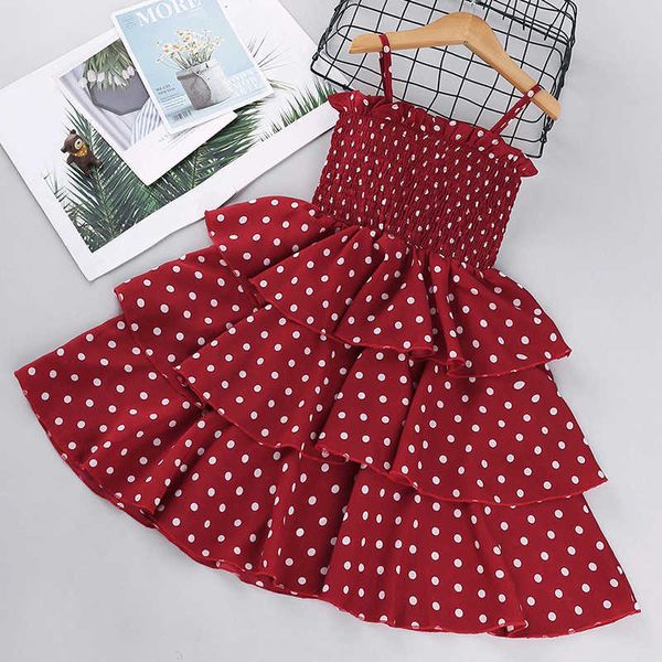 2021 sommer Mädchen Prinzessin Kleid Neue Europäische Und Amerikanische Kinder Polka Dot Kleidung Mädchen Kleider Für Party Und Hochzeit Vestido q0716