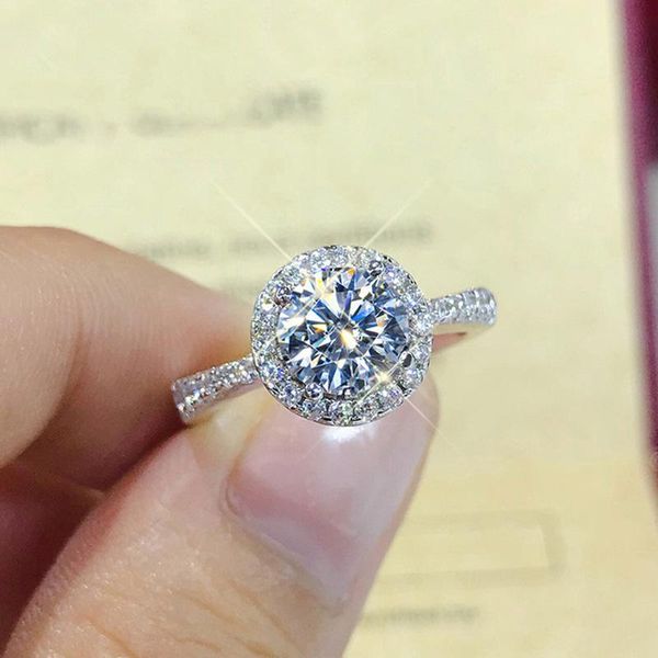 

wedding rings sterling silver 925 round ring diamond noble and elegant fashion men women party exquisite jewelry, Slivery;golden