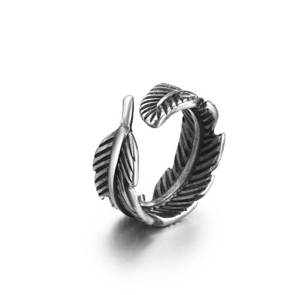 

wedding rings fashion stainless steel animal feathers ring couples men and women trendy simple punk jewelry gift s0513, Slivery;golden