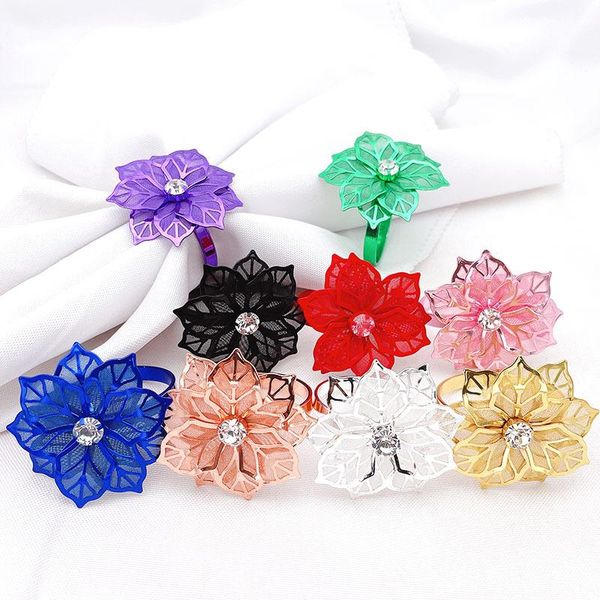 

napkin rings 10pcs/lot net flower button metal link day party table decoration ring