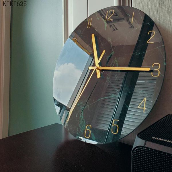 

wall clocks mute clock living room quartz study bedroom decoration gift round glass digital punch-home