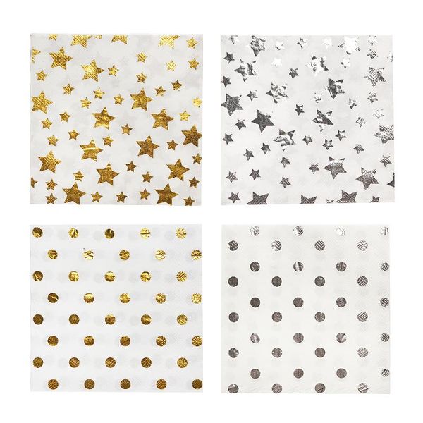 

disposable dinnerware 20 pcs/lot foil gold dot birthday wedding party supplies decoration napkin paper plates baby shower favors