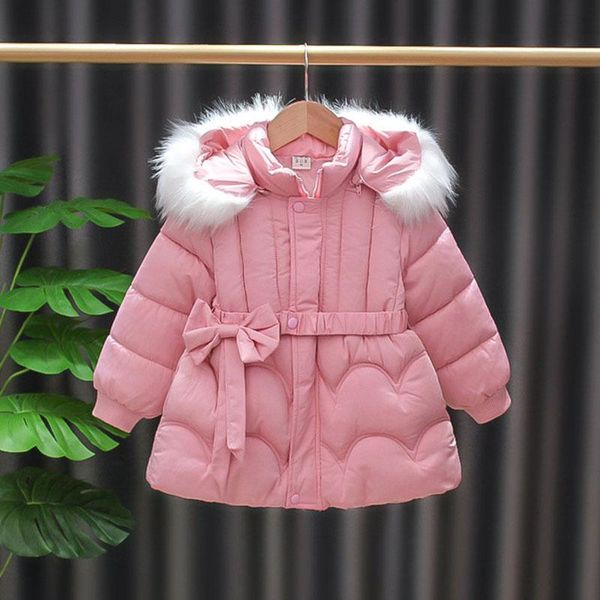 

down coat menoea toddler girls casual cotton coats christmas fashion winter bow clothes baby girl hoohed jacket children's outerwear, Blue;gray