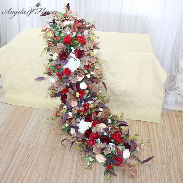 

1m long banquet table flower runner artificial arrangement wedding arch backdrop decor row party accessories decorative flowers & wreaths