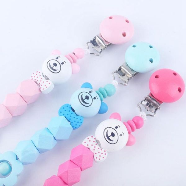 

pacifiers# baby teether pacifier clip chain wooden holder silicone soother clips leash strap nipple for infant feeding