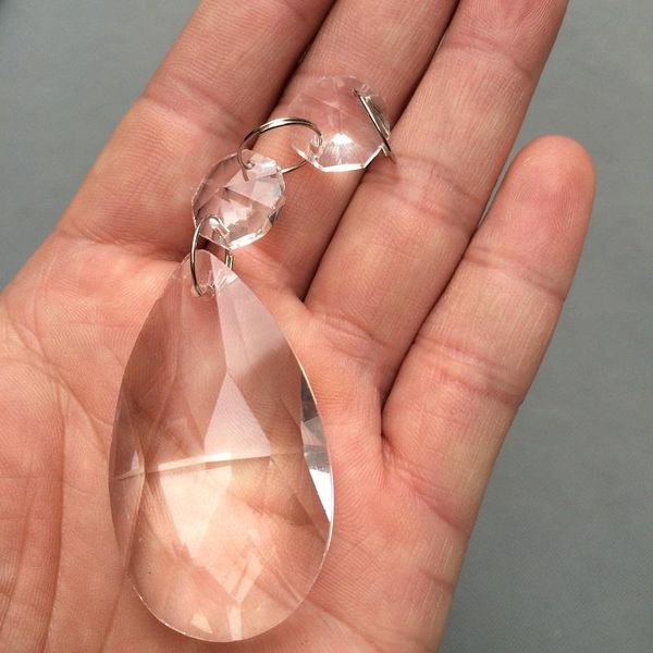 

chandelier crystal 10 pieces/lot, 48*28mm almond shaped crystal+2xoctagonal+3 chrome ring connector glass wedding decoration pendant