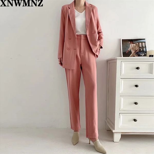 

spring autumn women vintage khaki 2 pieces set ol office blazer jacket coat+pencil pant suits casual trouser outfits female 210520, White