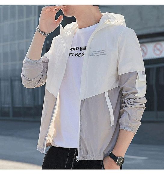 

men's jackets summer style light and breathable hooded sun protection jacket skin clothing thin, Black;brown