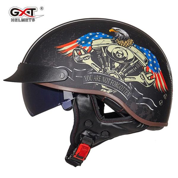 

motorcycle helmets gxt retro vintage casco moto helmet open face scooter motorbike racing riding with dot certification
